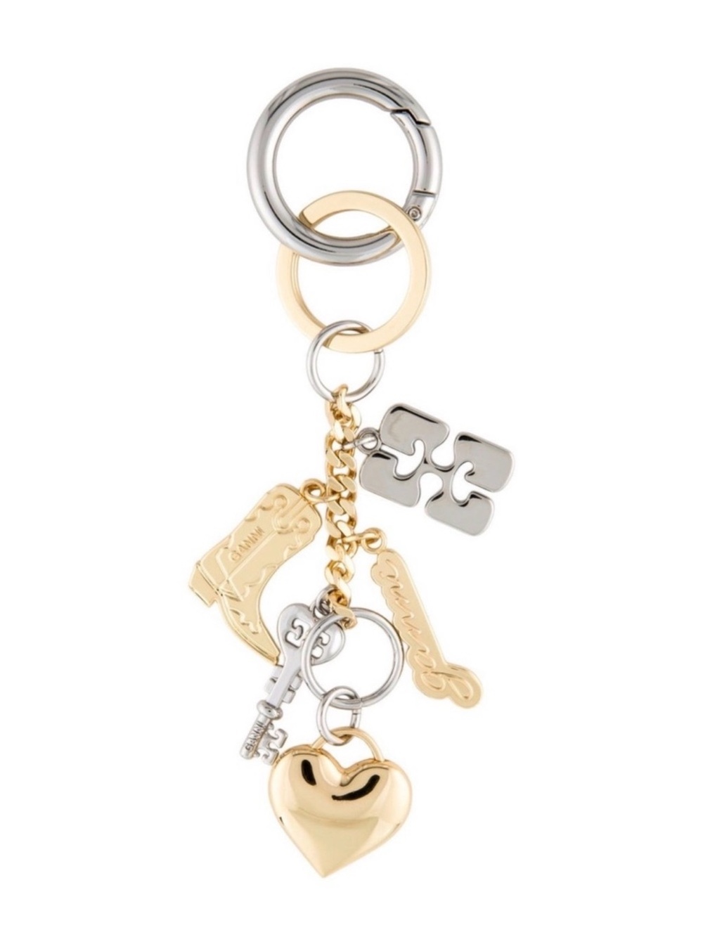 NWT✨ Ganni Bou Charms Keyring Silver and Gold